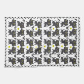 Speels zwart kat patroon ontwerp theedoek (Horizontaal)