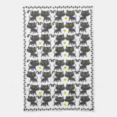 Speels zwart kat patroon ontwerp theedoek (Verticaal)