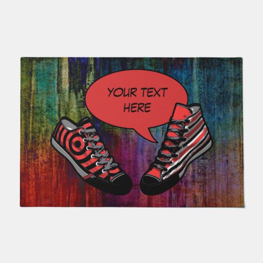Speelschoenen 1 + uw eigen achtergrond en tekst deurmat (Voorkant)