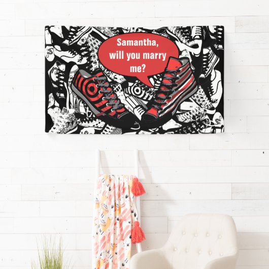 Speelschoenen 1 + uw eigen achtergrond en tekst spandoek (Insitu)