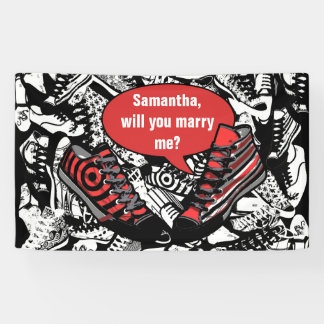 Speelschoenen 1 + uw eigen achtergrond en tekst spandoek