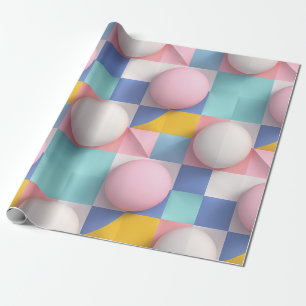 Speelse 3D-pastelsferen en geometrisch patroon Cadeaupapier