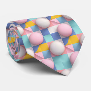 Speelse 3D-pastelsferen en geometrisch patroon Stropdas