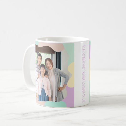 Speelse aangepaste familiefoto koffiemok (Voorkant links)