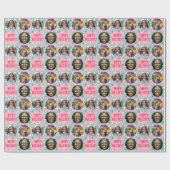 Speelse aangepaste fototekst Retro roze Kerstmis Cadeaupapier (Vlak)