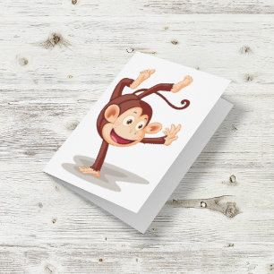 Speelse aap doet een handstand Cute dier Kaart