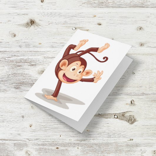 Speelse aap doet een handstand Cute dier Kaart