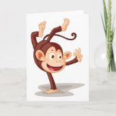 Speelse aap doet een handstand Cute dier Kaart (Voorkant)
