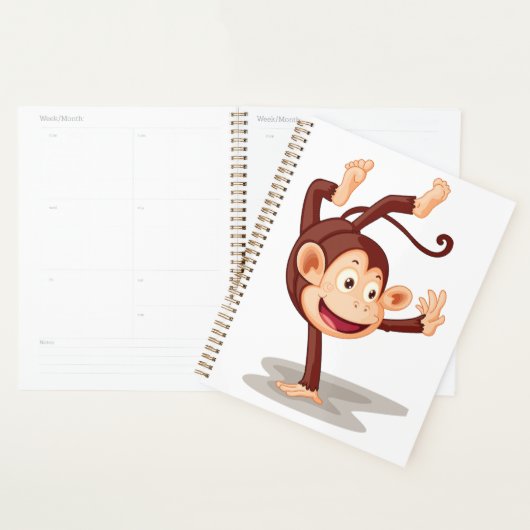 Speelse aap doet een handstand Cute dier Planner (Display)