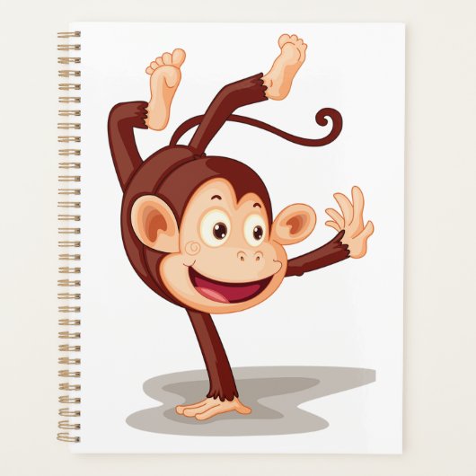 Speelse aap doet een handstand Cute dier Planner (Voorkant)