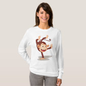 Speelse aap doet een handstand Cute dier T-shirt (Voorkant volledig)