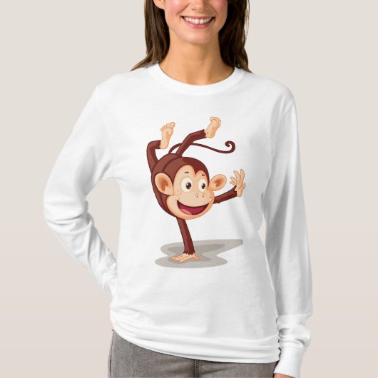 Speelse aap doet een handstand Cute dier T-shirt (Voorkant)