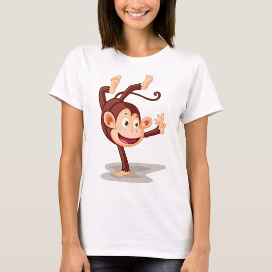 Speelse aap doet een handstand Cute dier T-shirt (Voorkant)