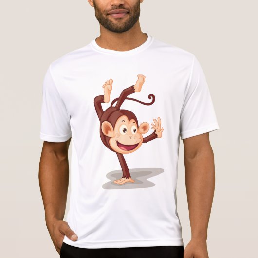 Speelse aap doet een handstand Cute dier T-shirt (Voorkant)