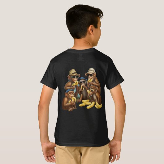 Speelse aap en zijn favoriete snack t-shirt (Achterkant volledig)