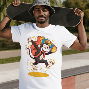 Speelse Aap met Boeken Leuk & Educatief Ontwerp T-shirt