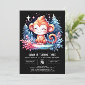 Speelse aap verjaardag kaart (Staand voorkant)