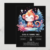 Speelse aap verjaardag kaart (Voorkant / Achterkant)