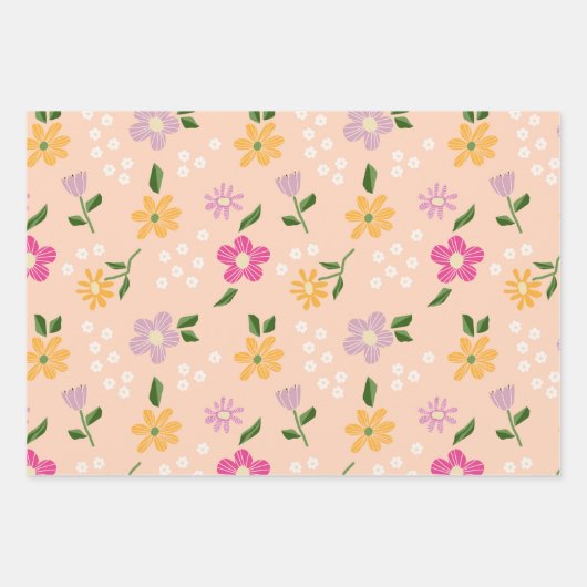 Speelse Abstracte bloemen Inpakpapier Vel (Voorkant 3)