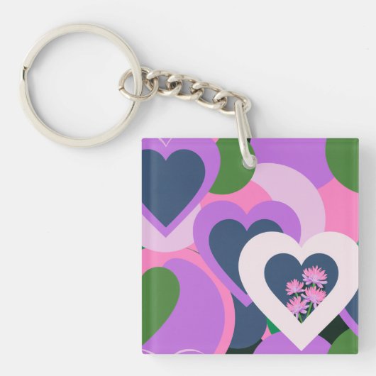 Speelse Abstracte Hart Acryl Sleutelhanger (voorkant)