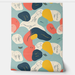 Speelse Abstracte organische vormen vet retro kleu Behang