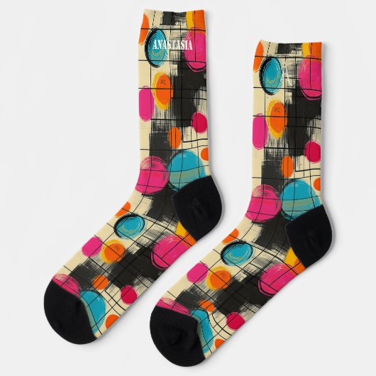 Speelse Abstracte Sokken met Kleurrijke Circulaire (Links)