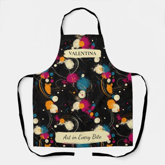 Speelse Abstracte Splatter Schort met aangepaste n (Voorkant)