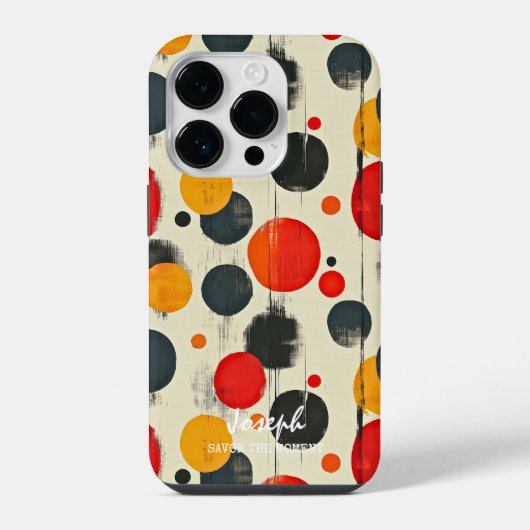 Speelse abstracte stippen met aangepaste naam en b iPhone hoesje (Achterkant)
