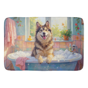 Speelse Alaskan Malamute Badkamer Decoratie Tijd Badmat