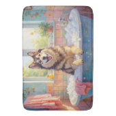 Speelse Alaskan Malamute Badkamer Decoratie Tijd Badmat (Voorkant Verticaal)