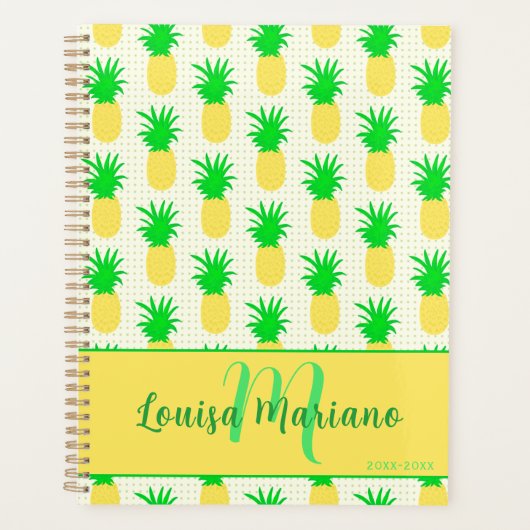 Speelse Ananas Illustratie met Polka Dots Planner (Voorkant)