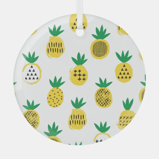 Speelse ananas: Kind-vriendelijke Vintage Glas Ornament (Voorkant)