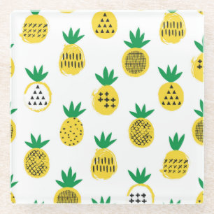 Speelse ananas: Kind-vriendelijke Vintage Glazen Onderzetter