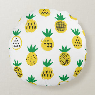 Speelse ananas: Kind-vriendelijke Vintage Rond Kussen