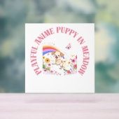 Speelse Anime Puppy in Meadow Poster (Neutraal)