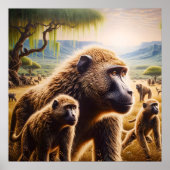 Speelse Apen Dans in Meadow Poster (Voorkant)