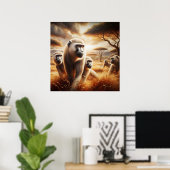 Speelse Apen Frolicking Poster (Thuiskantoor)