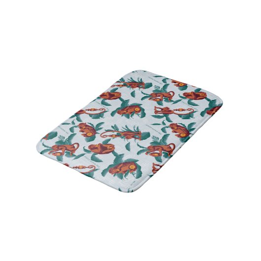 Speelse Apen Patroon van de Witte Lotus Badmat (Gekanteld)