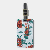 Speelse Apen Patroon van de Witte Lotus Bagagelabel (Voorkant verticaal)