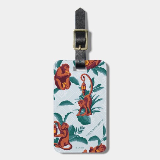 Speelse Apen Patroon van de Witte Lotus Bagagelabel (Voorkant verticaal)
