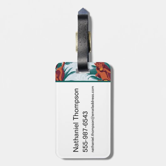 Speelse Apen Patroon van de Witte Lotus Bagagelabel (Achterkant verticaal)