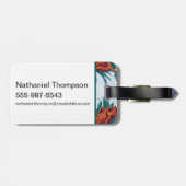 Speelse Apen Patroon van de Witte Lotus Bagagelabel (Achterkant horizontaal)