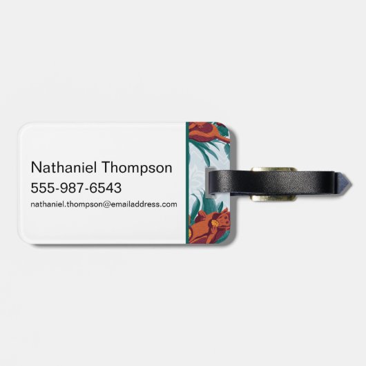 Speelse Apen Patroon van de Witte Lotus Bagagelabel (Achterkant horizontaal)