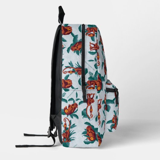 Speelse Apen Patroon van de Witte Lotus Bedrukte Rugzak (Links)