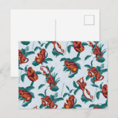 Speelse Apen Patroon van de Witte Lotus Briefkaart (Voorkant / Achterkant)