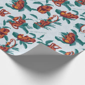 Speelse Apen Patroon van de Witte Lotus Cadeaupapier (Hoek)