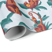 Speelse Apen Patroon van de Witte Lotus Cadeaupapier (Rol Hoek)