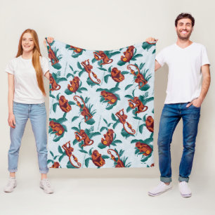 Speelse Apen Patroon van de Witte Lotus Fleece Deken