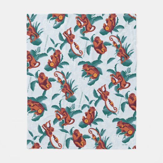 Speelse Apen Patroon van de Witte Lotus Fleece Deken (Voorkant)