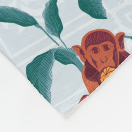 Speelse Apen Patroon van de Witte Lotus Fleece Deken (Hoek)